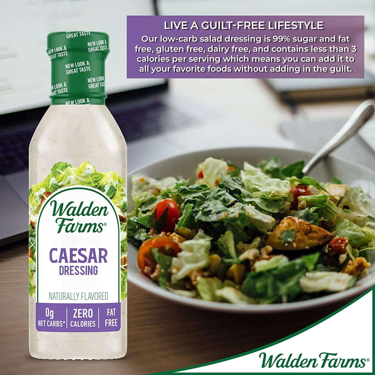 image:imageWalden Farms Ranch Dressing CalorieFree GlutenFree Low Carb KetoFriendly SugarFree DairyFree Creamy Ranch Flavor 1 Pack 12 oz BottleCaesar