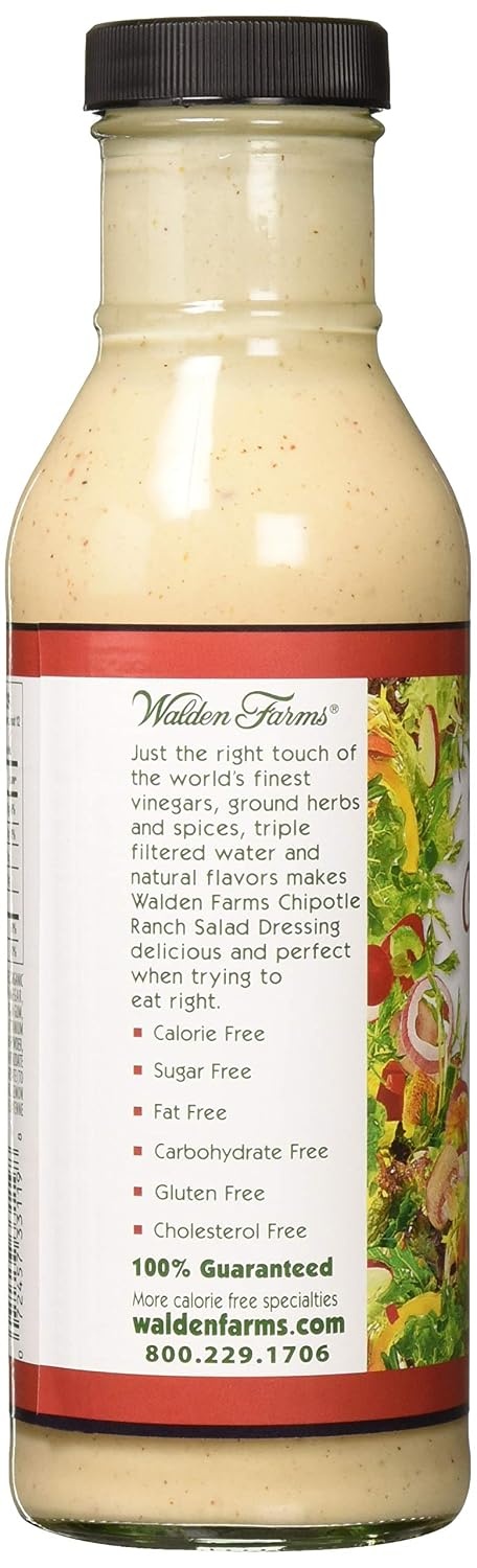image:imageWalden Farms Ranch Dressing CalorieFree GlutenFree Low Carb KetoFriendly SugarFree DairyFree Creamy Ranch Flavor 1 Pack 12 oz BottleChipotle Ranch
