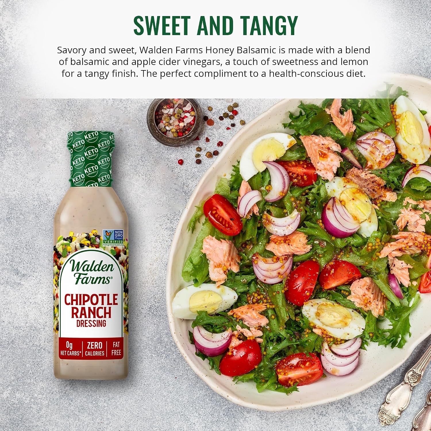 image:imageWalden Farms Ranch Dressing CalorieFree GlutenFree Low Carb KetoFriendly SugarFree DairyFree Creamy Ranch Flavor 1 Pack 12 oz BottleChipotle Ranch