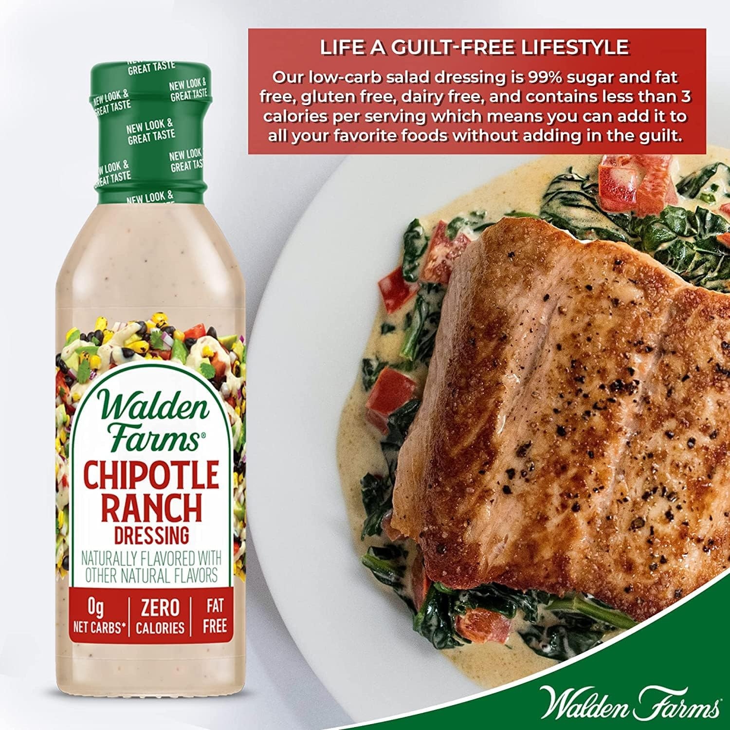 image:imageWalden Farms Ranch Dressing CalorieFree GlutenFree Low Carb KetoFriendly SugarFree DairyFree Creamy Ranch Flavor 1 Pack 12 oz BottleChipotle Ranch