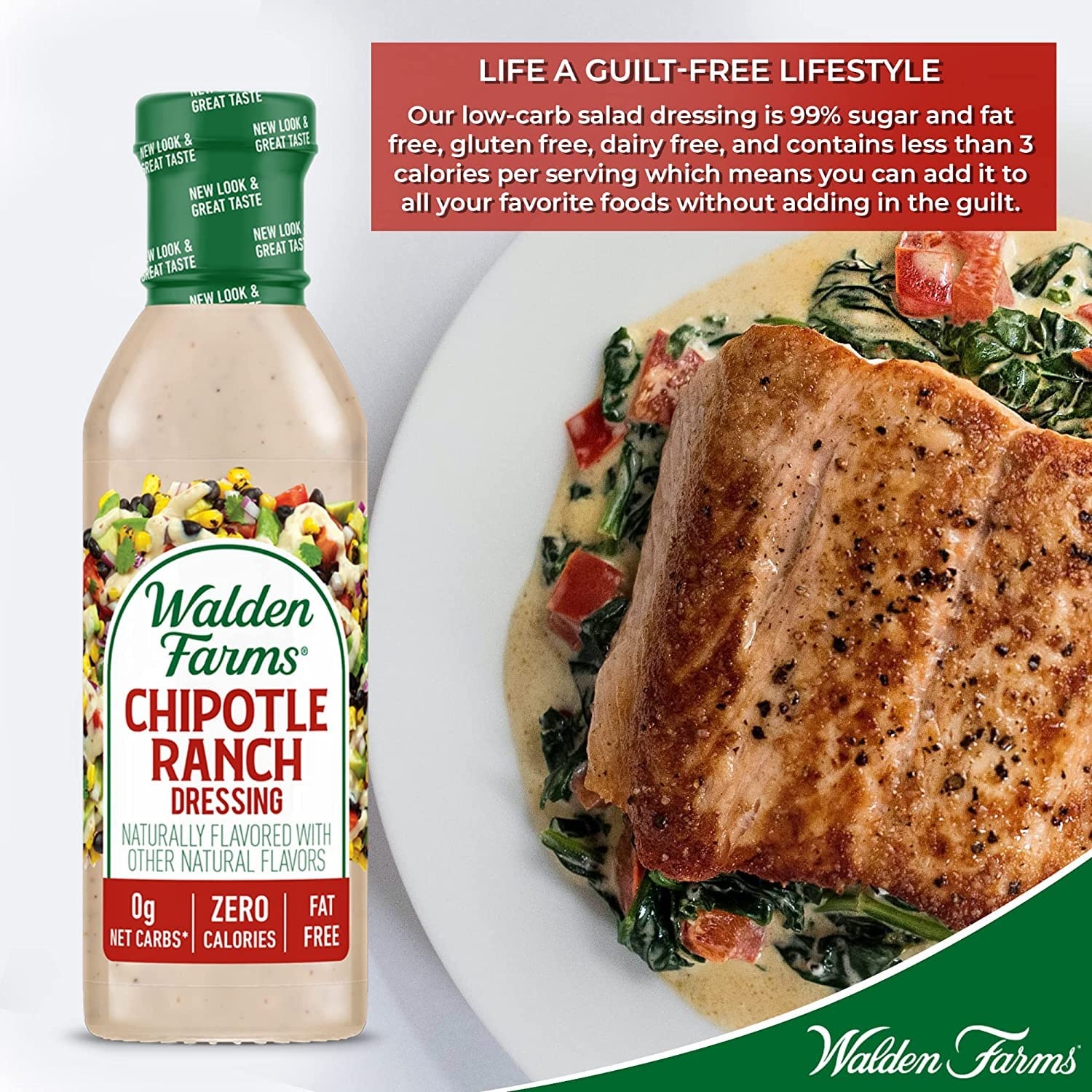 image:imageWalden Farms Ranch Dressing CalorieFree GlutenFree Low Carb KetoFriendly SugarFree DairyFree Creamy Ranch Flavor 1 Pack 12 oz BottleChipotle Ranch