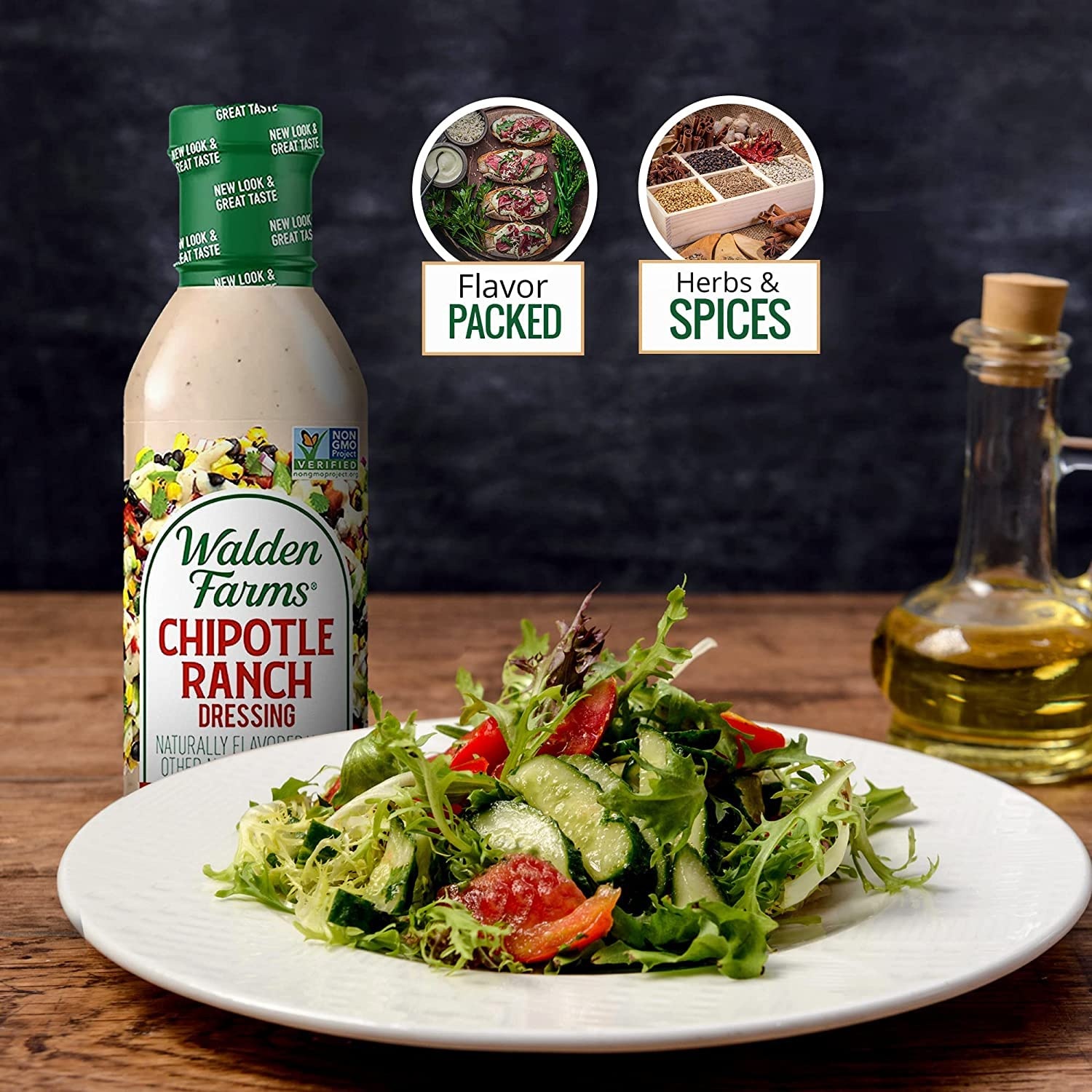 image:imageWalden Farms Ranch Dressing CalorieFree GlutenFree Low Carb KetoFriendly SugarFree DairyFree Creamy Ranch Flavor 1 Pack 12 oz BottleChipotle Ranch