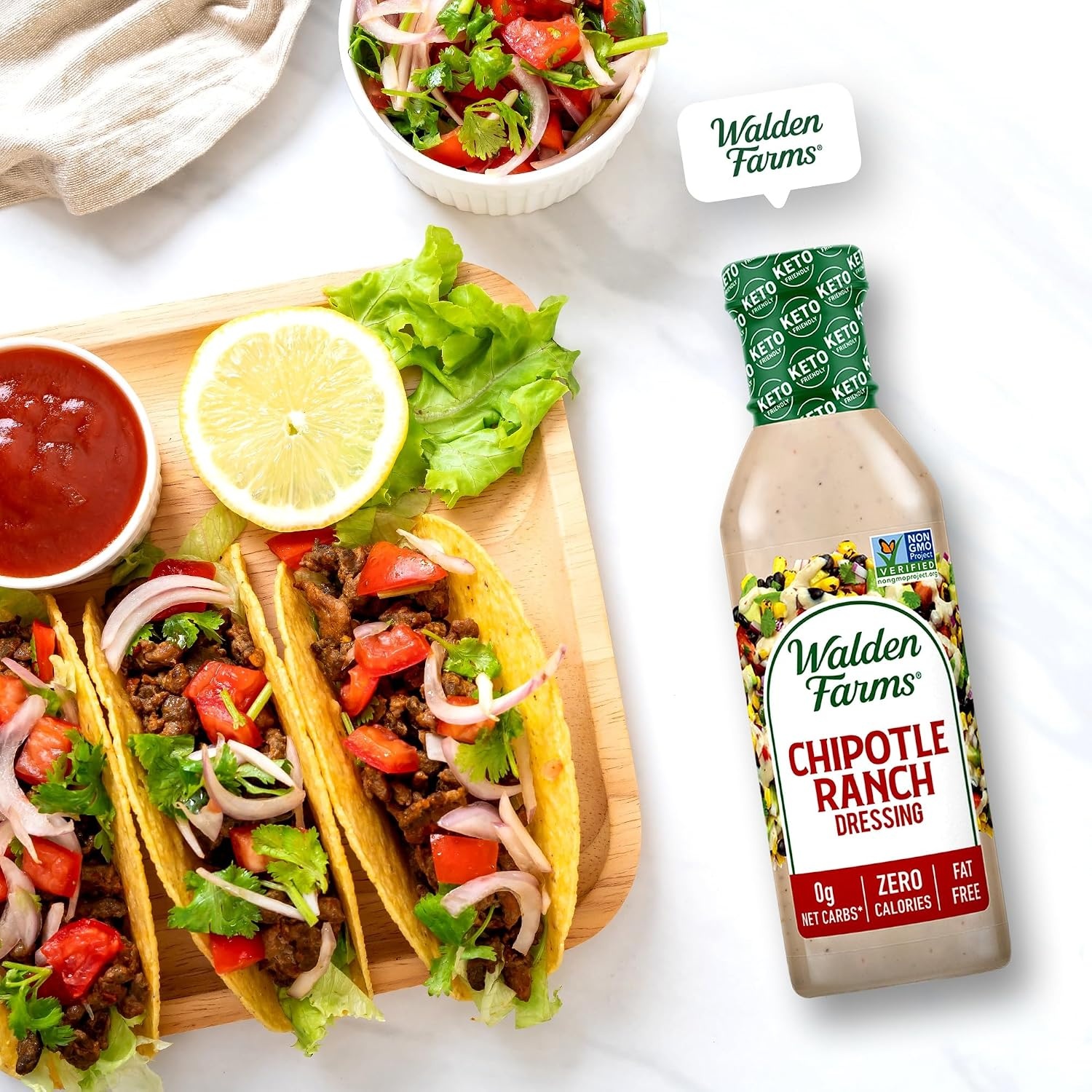 image:imageWalden Farms Ranch Dressing CalorieFree GlutenFree Low Carb KetoFriendly SugarFree DairyFree Creamy Ranch Flavor 1 Pack 12 oz BottleChipotle Ranch
