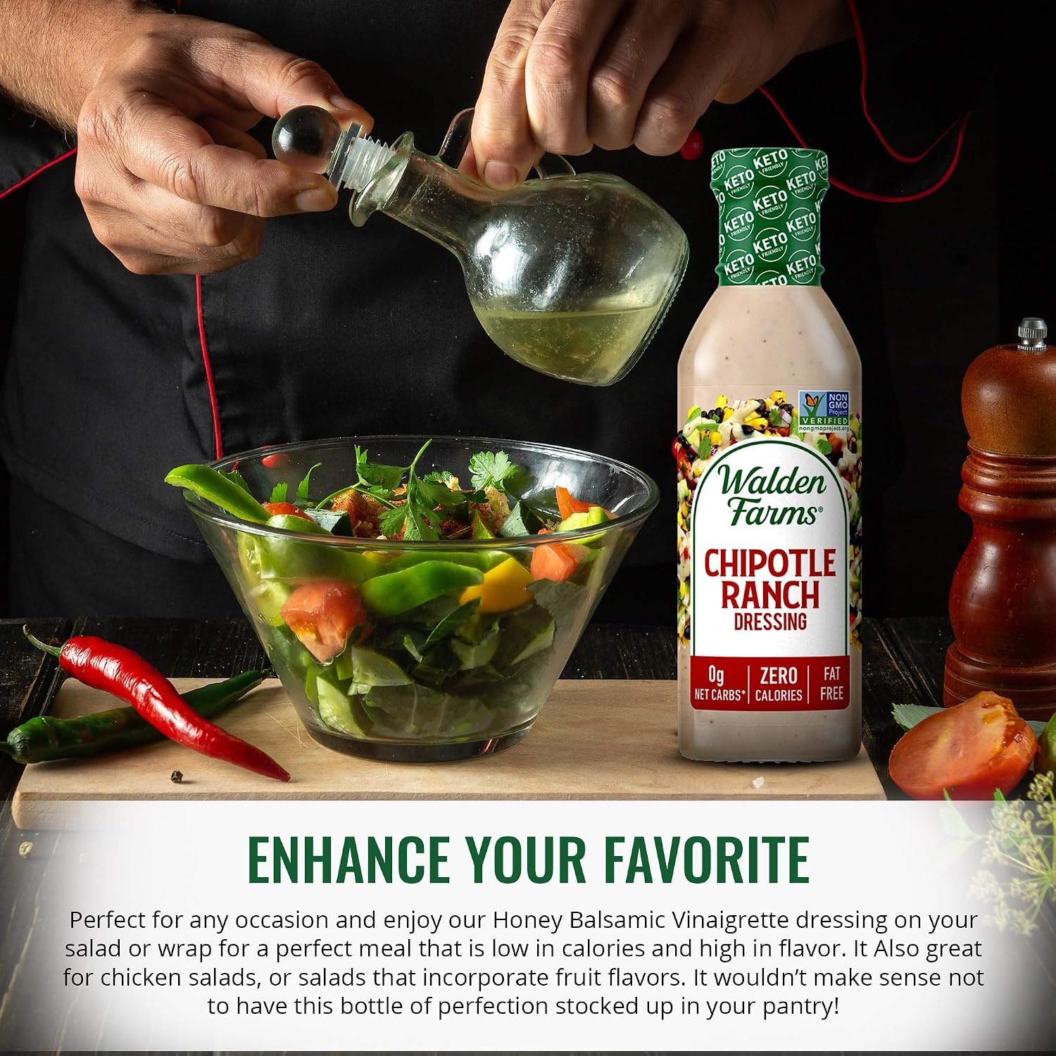 image:imageWalden Farms Ranch Dressing CalorieFree GlutenFree Low Carb KetoFriendly SugarFree DairyFree Creamy Ranch Flavor 1 Pack 12 oz BottleChipotle Ranch
