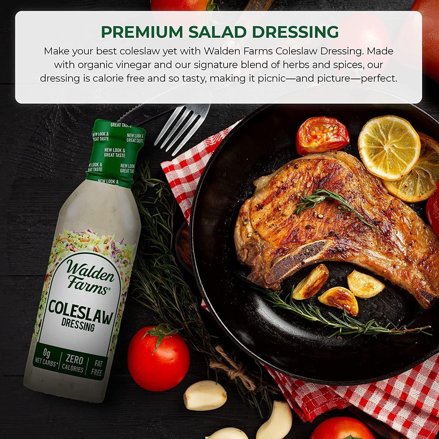 image:imageWalden Farms Ranch Dressing CalorieFree GlutenFree Low Carb KetoFriendly SugarFree DairyFree Creamy Ranch Flavor 1 Pack 12 oz BottleColeslaw Dressing