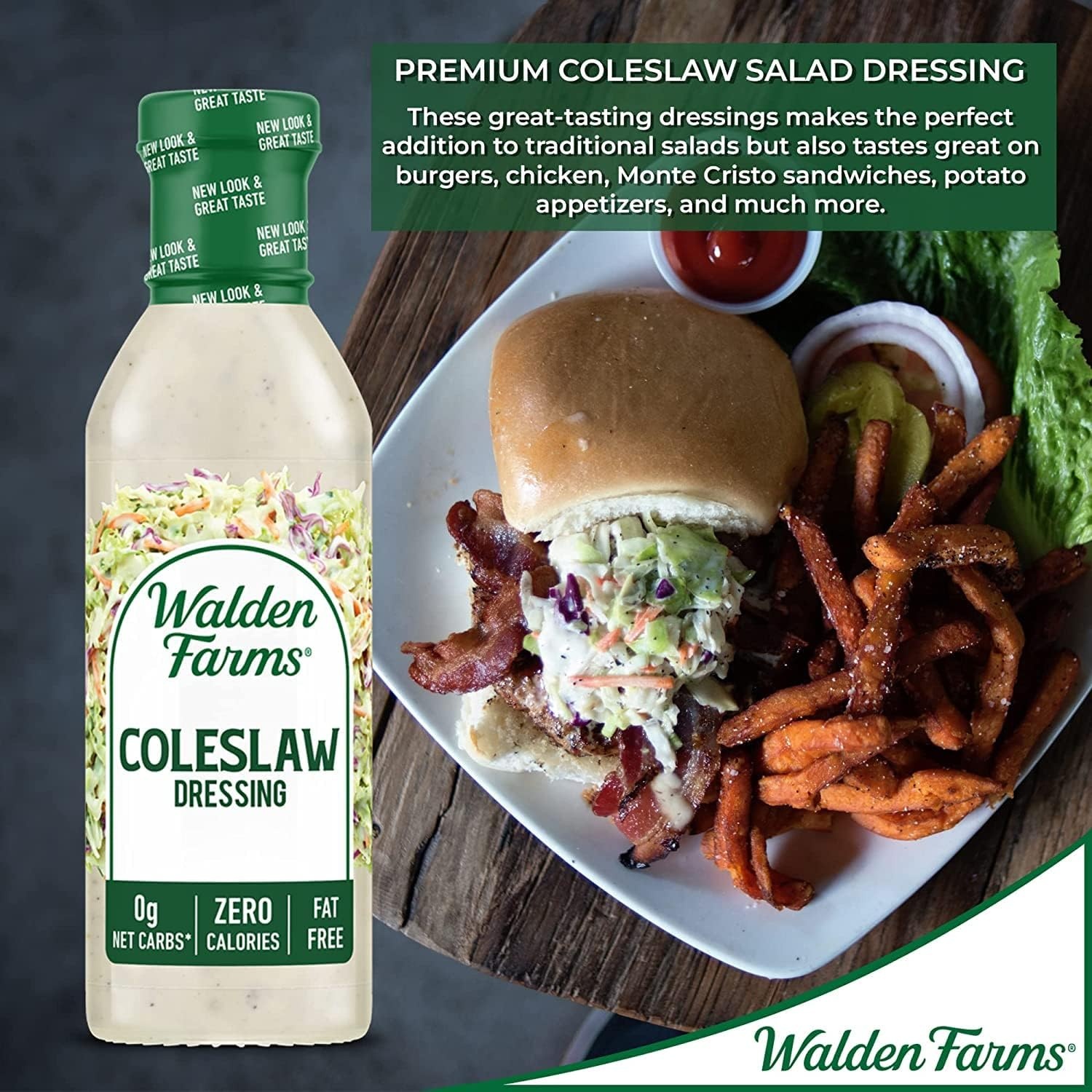 image:imageWalden Farms Ranch Dressing CalorieFree GlutenFree Low Carb KetoFriendly SugarFree DairyFree Creamy Ranch Flavor 1 Pack 12 oz BottleColeslaw Dressing