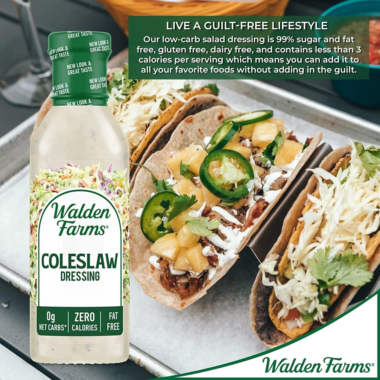 image:imageWalden Farms Ranch Dressing CalorieFree GlutenFree Low Carb KetoFriendly SugarFree DairyFree Creamy Ranch Flavor 1 Pack 12 oz BottleColeslaw Dressing