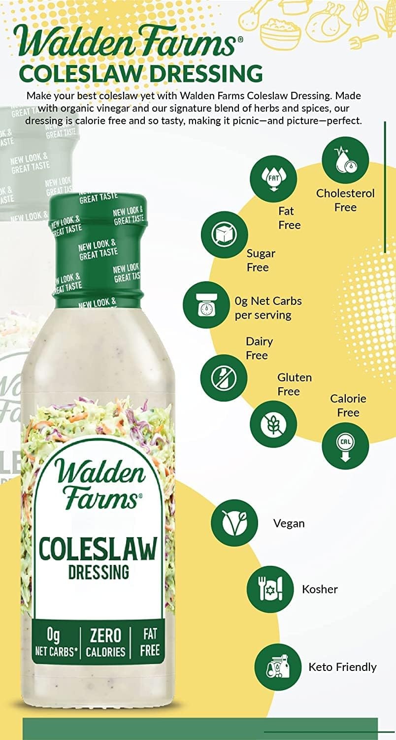 image:imageWalden Farms Ranch Dressing CalorieFree GlutenFree Low Carb KetoFriendly SugarFree DairyFree Creamy Ranch Flavor 1 Pack 12 oz BottleColeslaw Dressing