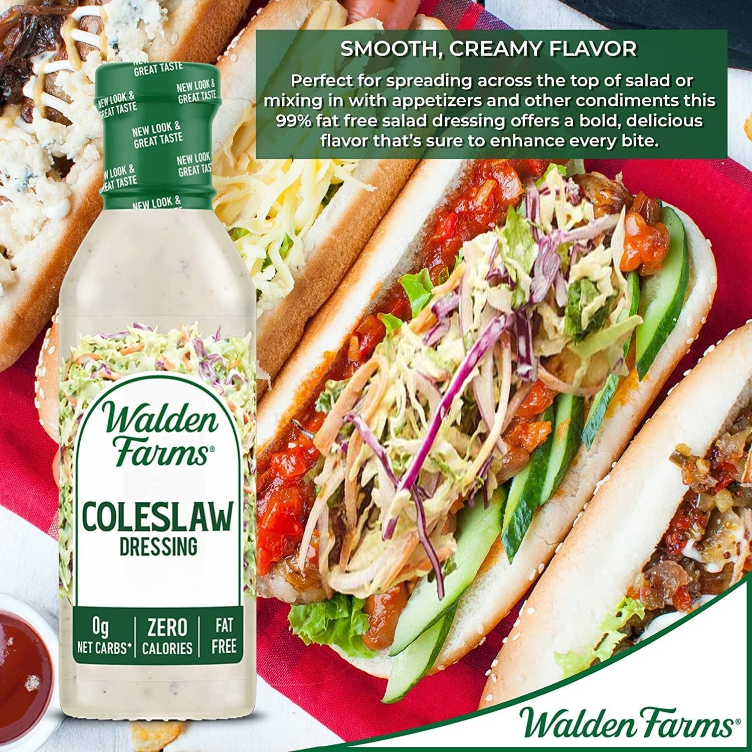 image:imageWalden Farms Ranch Dressing CalorieFree GlutenFree Low Carb KetoFriendly SugarFree DairyFree Creamy Ranch Flavor 1 Pack 12 oz BottleColeslaw Dressing