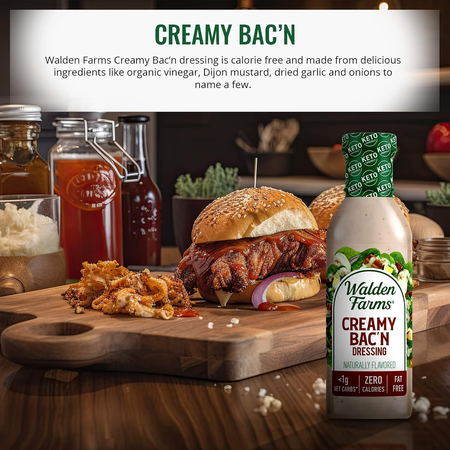 image:imageWalden Farms Ranch Dressing CalorieFree GlutenFree Low Carb KetoFriendly SugarFree DairyFree Creamy Ranch Flavor 1 Pack 12 oz BottleCreamy Bacn