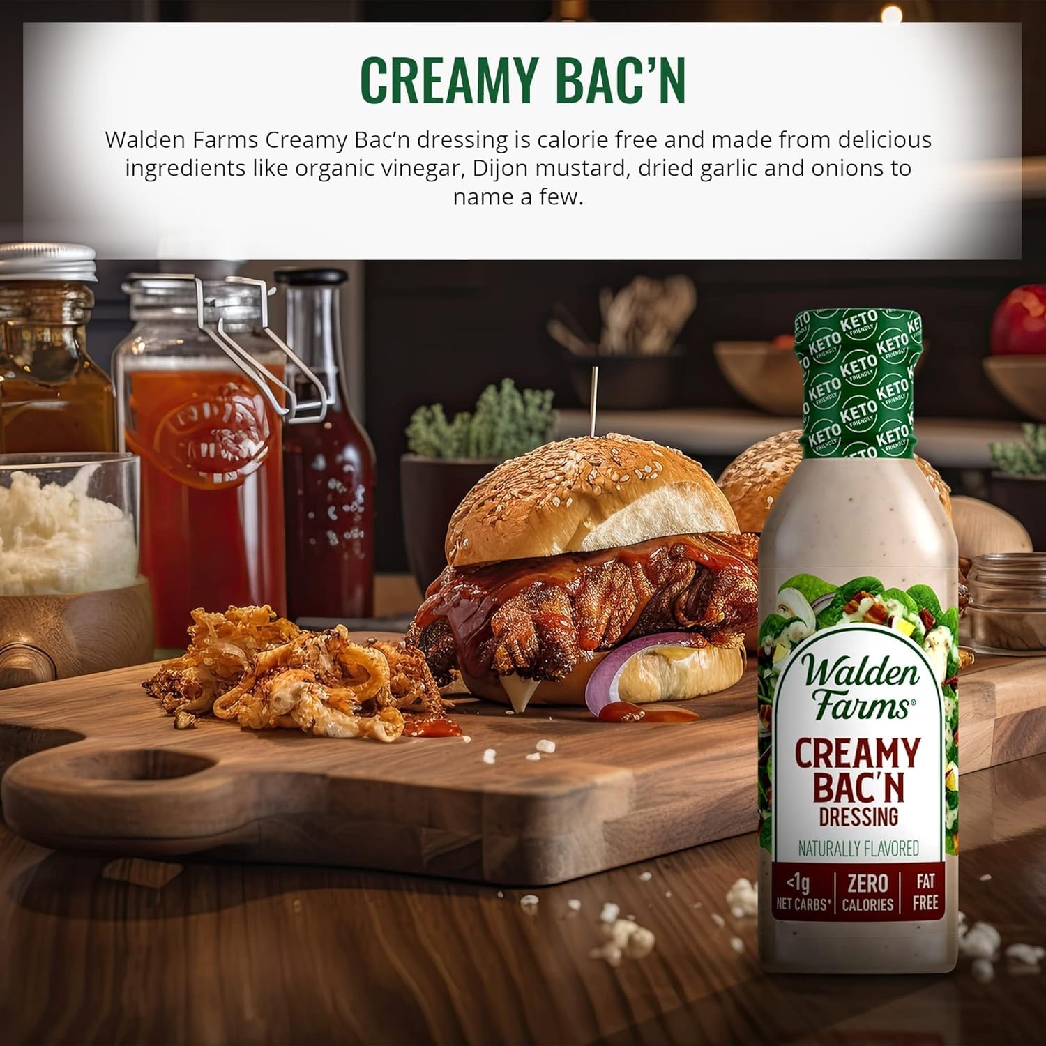 image:imageWalden Farms Ranch Dressing CalorieFree GlutenFree Low Carb KetoFriendly SugarFree DairyFree Creamy Ranch Flavor 1 Pack 12 oz BottleCreamy Bacn