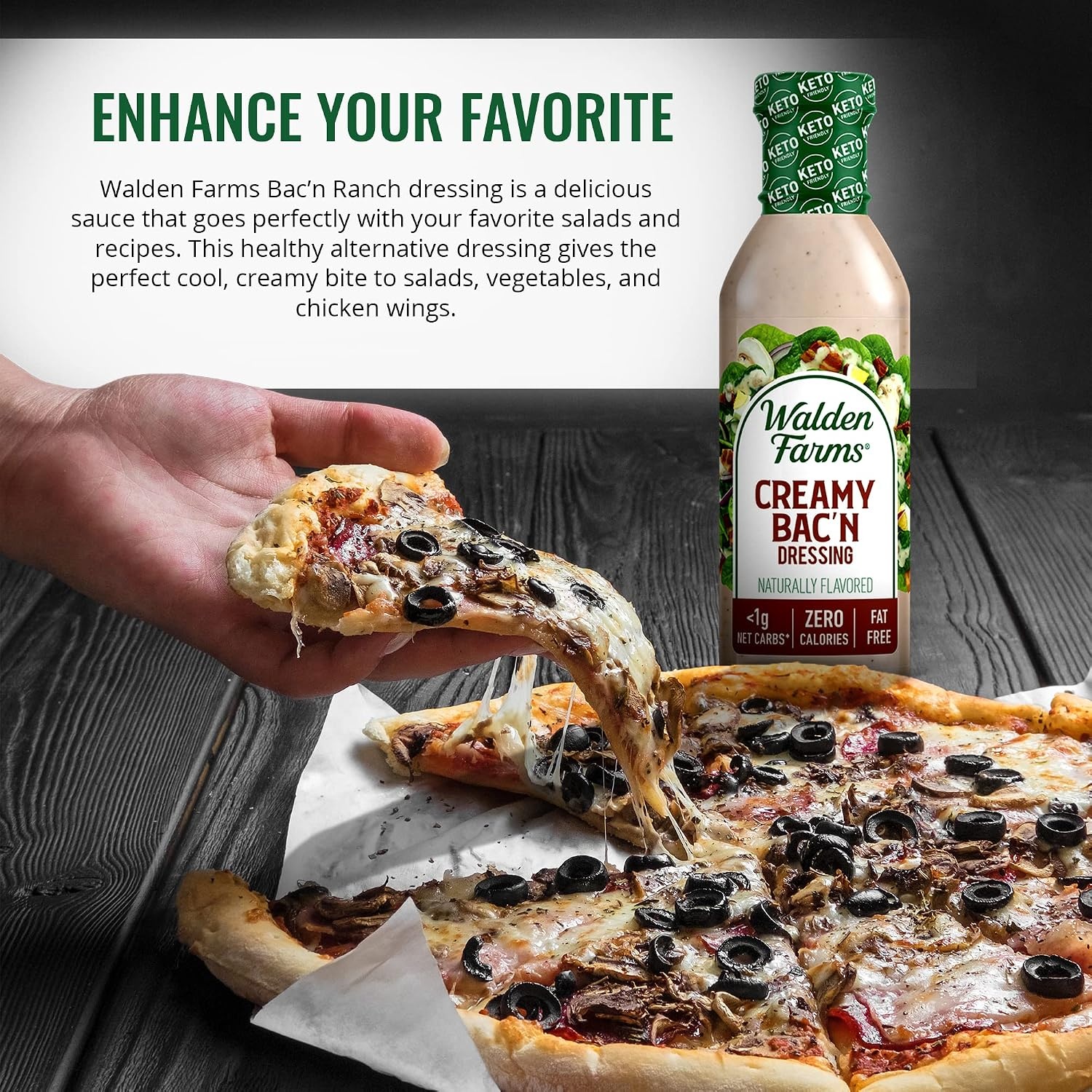 image:imageWalden Farms Ranch Dressing CalorieFree GlutenFree Low Carb KetoFriendly SugarFree DairyFree Creamy Ranch Flavor 1 Pack 12 oz BottleCreamy Bacn