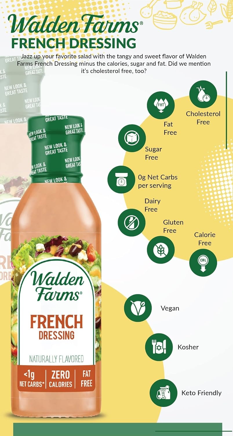 image:imageWalden Farms Ranch Dressing CalorieFree GlutenFree Low Carb KetoFriendly SugarFree DairyFree Creamy Ranch Flavor 1 Pack 12 oz BottleFrench