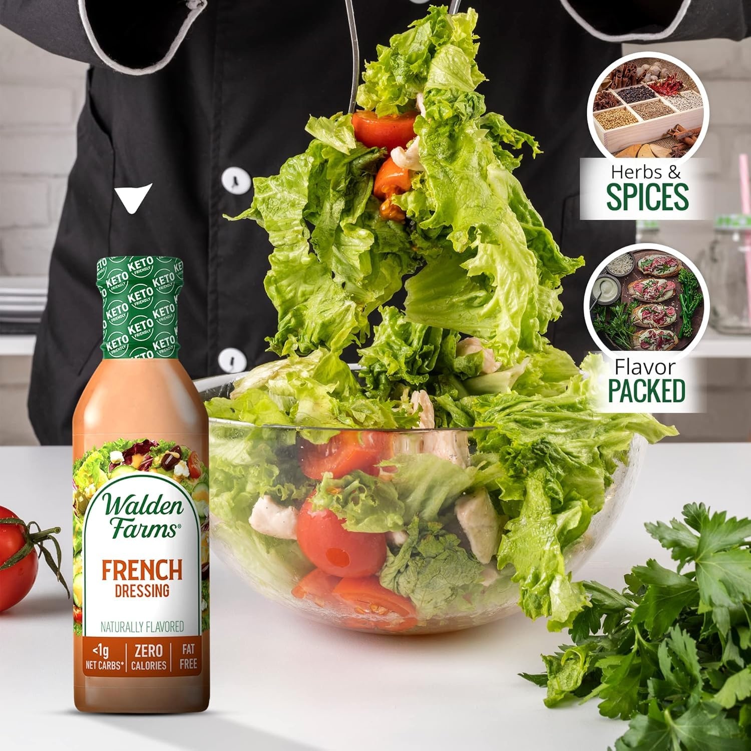 image:imageWalden Farms Ranch Dressing CalorieFree GlutenFree Low Carb KetoFriendly SugarFree DairyFree Creamy Ranch Flavor 1 Pack 12 oz BottleFrench