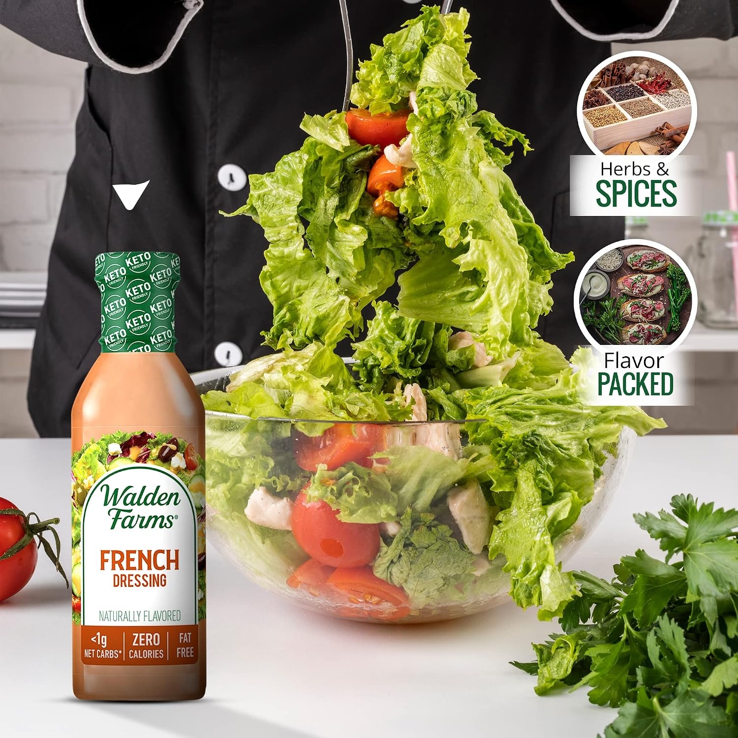 image:imageWalden Farms Ranch Dressing CalorieFree GlutenFree Low Carb KetoFriendly SugarFree DairyFree Creamy Ranch Flavor 1 Pack 12 oz BottleFrench