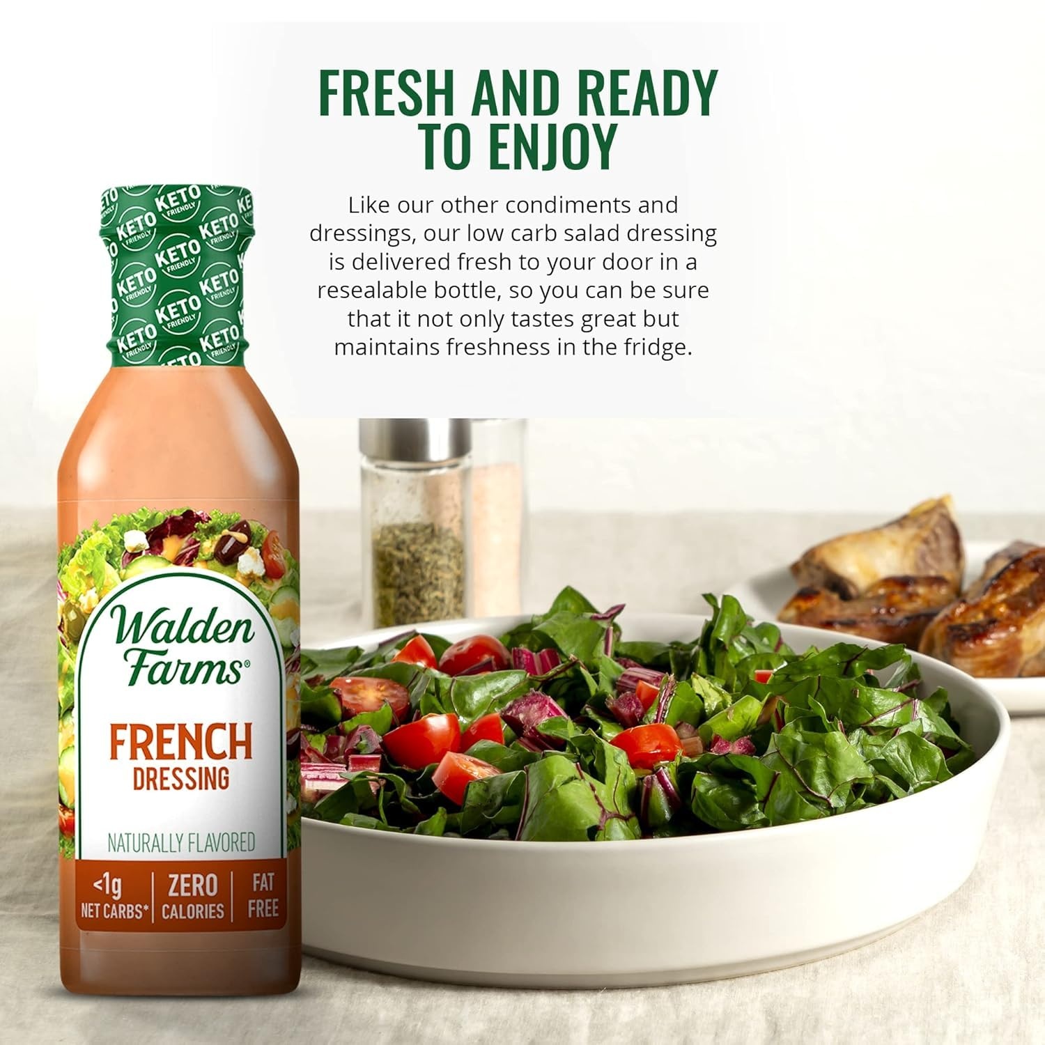 image:imageWalden Farms Ranch Dressing CalorieFree GlutenFree Low Carb KetoFriendly SugarFree DairyFree Creamy Ranch Flavor 1 Pack 12 oz BottleFrench