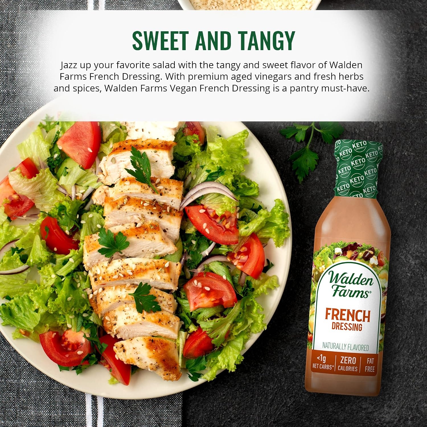 image:imageWalden Farms Ranch Dressing CalorieFree GlutenFree Low Carb KetoFriendly SugarFree DairyFree Creamy Ranch Flavor 1 Pack 12 oz BottleFrench