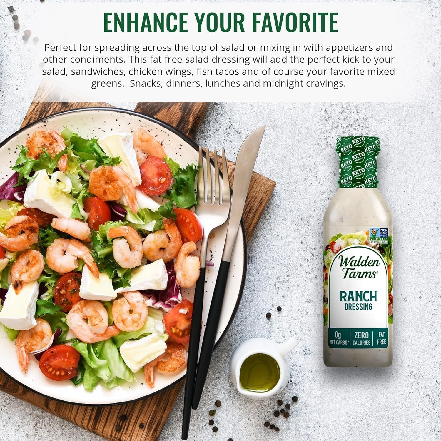 image:imageWalden Farms Ranch Dressing CalorieFree GlutenFree Low Carb KetoFriendly SugarFree DairyFree Creamy Ranch Flavor 1 Pack 12 oz BottleRanch