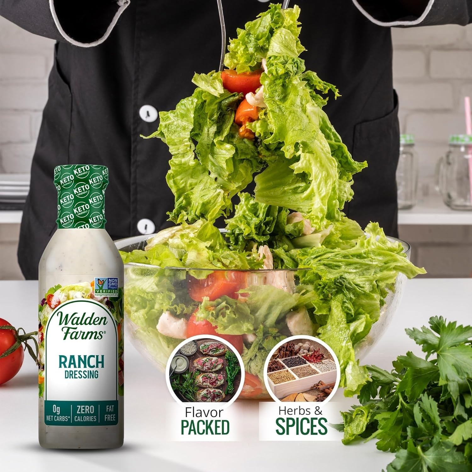 image:imageWalden Farms Ranch Dressing CalorieFree GlutenFree Low Carb KetoFriendly SugarFree DairyFree Creamy Ranch Flavor 1 Pack 12 oz BottleRanch