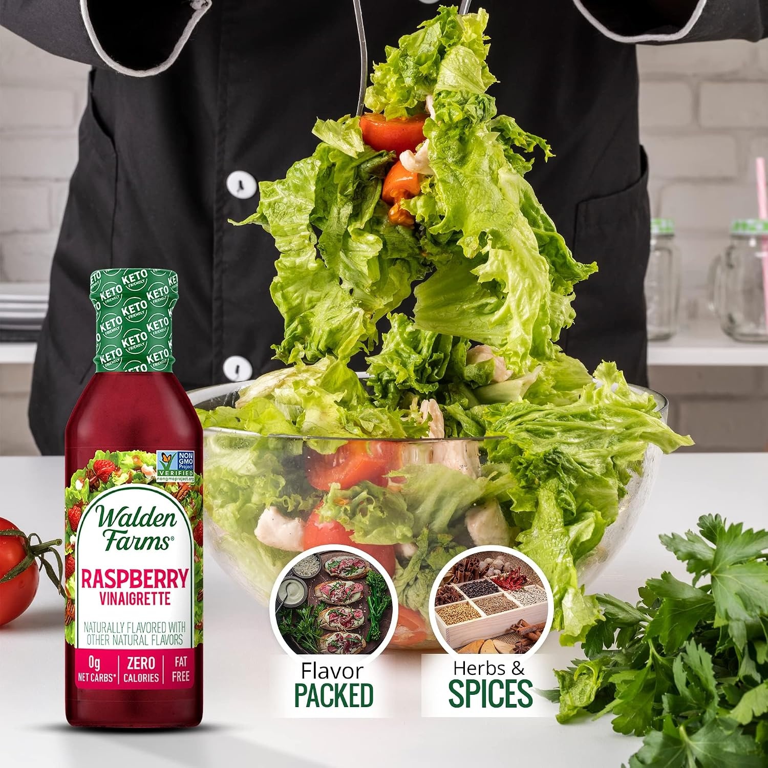 image:imageWalden Farms Ranch Dressing CalorieFree GlutenFree Low Carb KetoFriendly SugarFree DairyFree Creamy Ranch Flavor 1 Pack 12 oz BottleRaspberry Vinaigrette