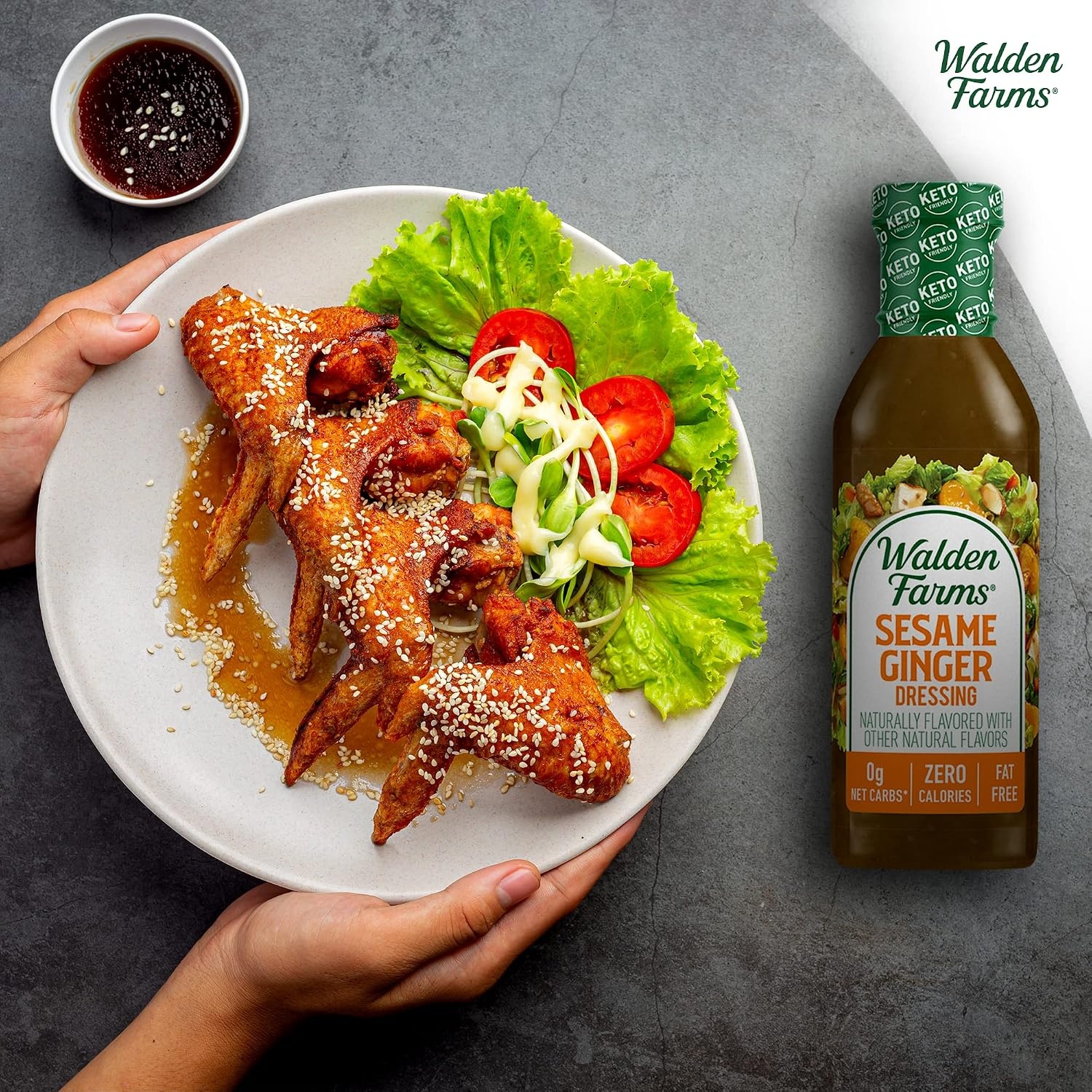 image:imageWalden Farms Ranch Dressing CalorieFree GlutenFree Low Carb KetoFriendly SugarFree DairyFree Creamy Ranch Flavor 1 Pack 12 oz BottleSesame Ginger