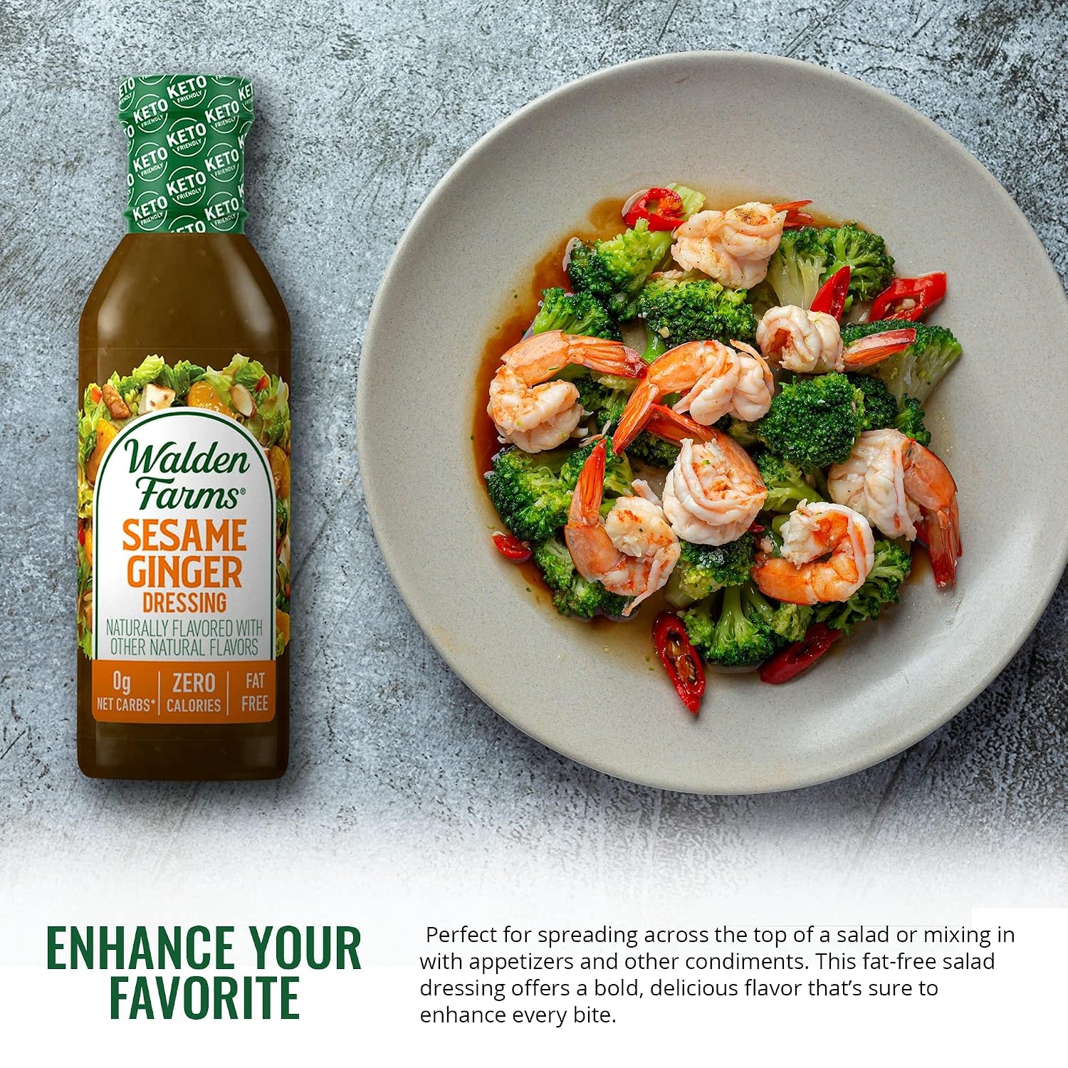 image:imageWalden Farms Ranch Dressing CalorieFree GlutenFree Low Carb KetoFriendly SugarFree DairyFree Creamy Ranch Flavor 1 Pack 12 oz BottleSesame Ginger