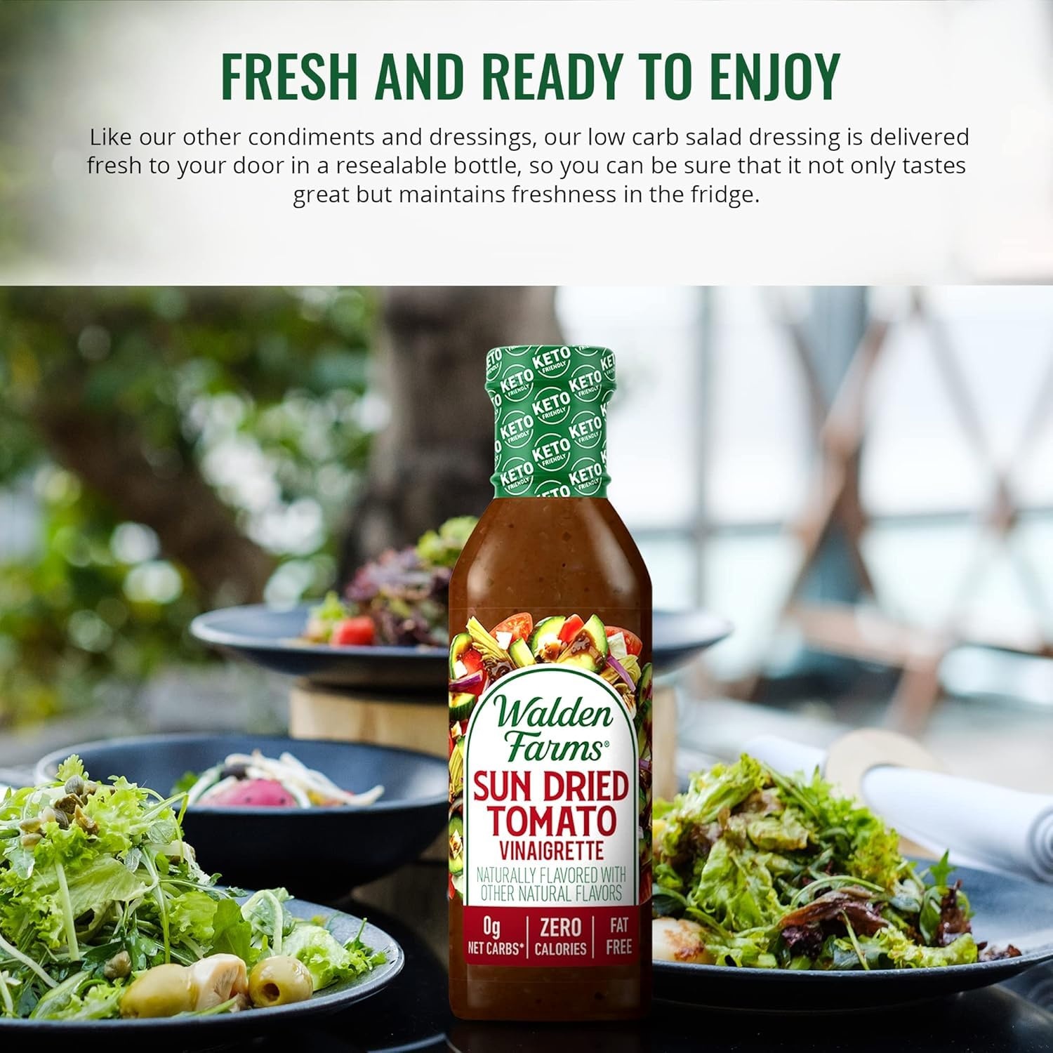 image:imageWalden Farms Ranch Dressing CalorieFree GlutenFree Low Carb KetoFriendly SugarFree DairyFree Creamy Ranch Flavor 1 Pack 12 oz BottleSun Dried Tomato Vinaigrette