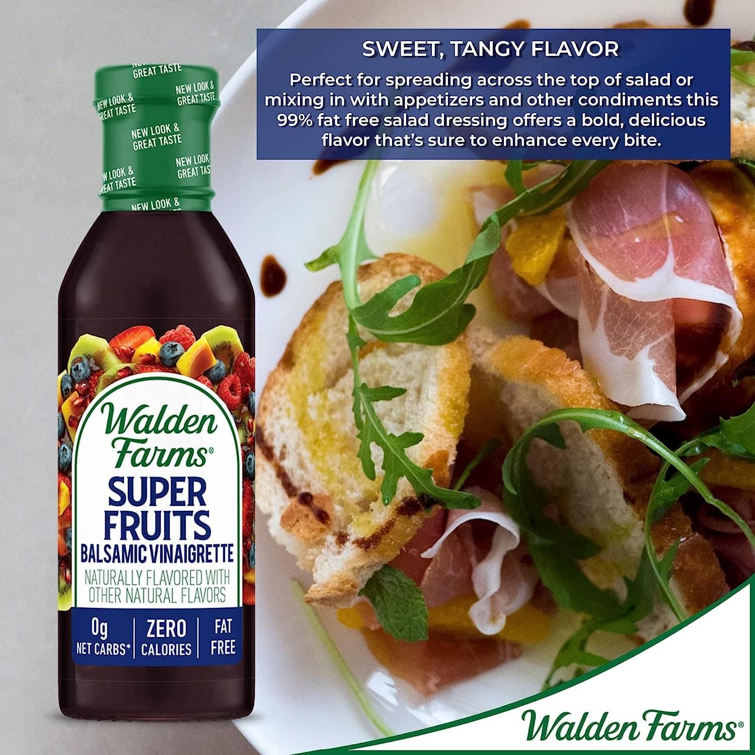 image:imageWalden Farms Ranch Dressing CalorieFree GlutenFree Low Carb KetoFriendly SugarFree DairyFree Creamy Ranch Flavor 1 Pack 12 oz BottleSuper Fruits Balsamic Vinaigrette