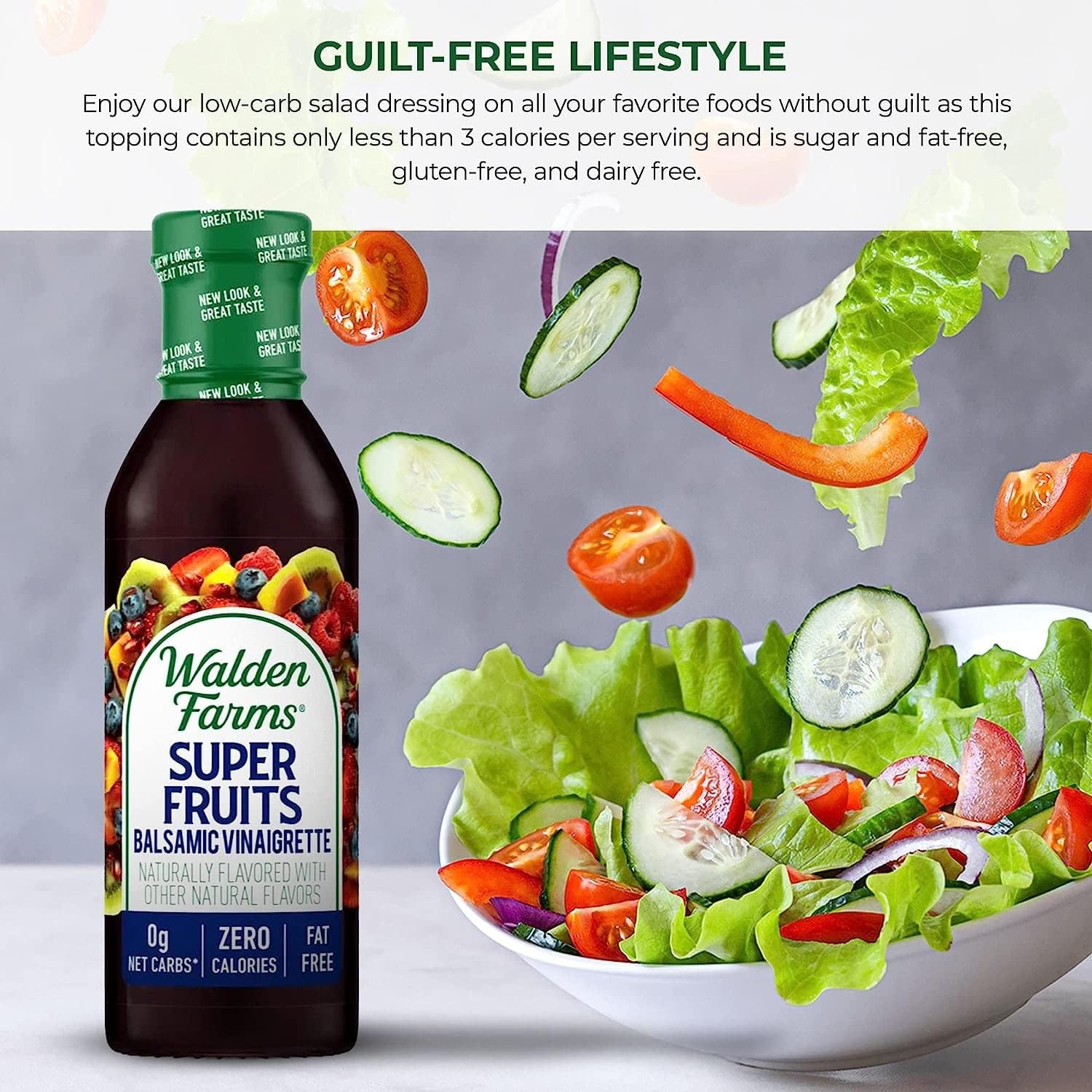 image:imageWalden Farms Ranch Dressing CalorieFree GlutenFree Low Carb KetoFriendly SugarFree DairyFree Creamy Ranch Flavor 1 Pack 12 oz BottleSuper Fruits Balsamic Vinaigrette