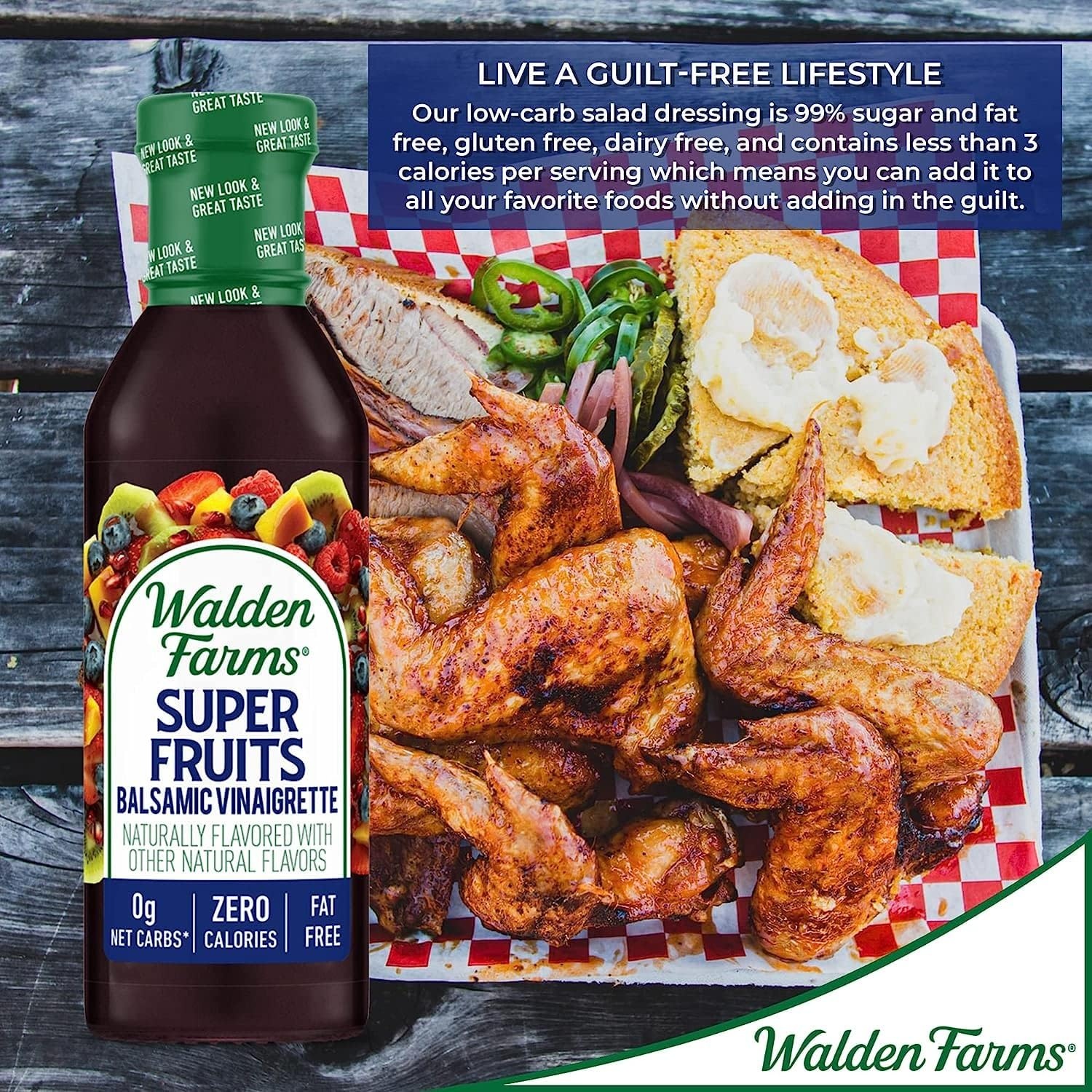 image:imageWalden Farms Ranch Dressing CalorieFree GlutenFree Low Carb KetoFriendly SugarFree DairyFree Creamy Ranch Flavor 1 Pack 12 oz BottleSuper Fruits Balsamic Vinaigrette