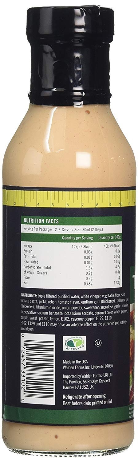 image:imageWalden Farms Ranch Dressing CalorieFree GlutenFree Low Carb KetoFriendly SugarFree DairyFree Creamy Ranch Flavor 1 Pack 12 oz BottleThousand Island