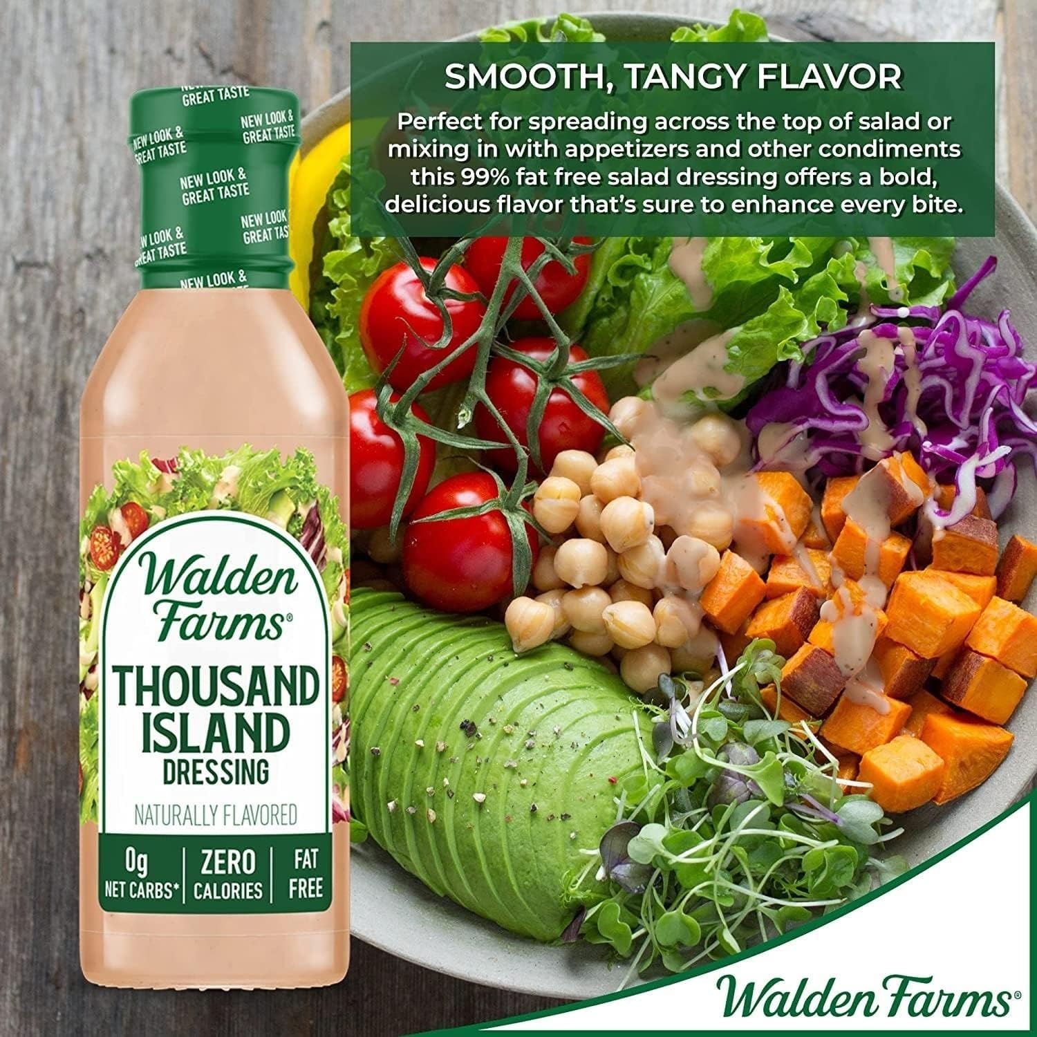 image:imageWalden Farms Ranch Dressing CalorieFree GlutenFree Low Carb KetoFriendly SugarFree DairyFree Creamy Ranch Flavor 1 Pack 12 oz BottleThousand Island
