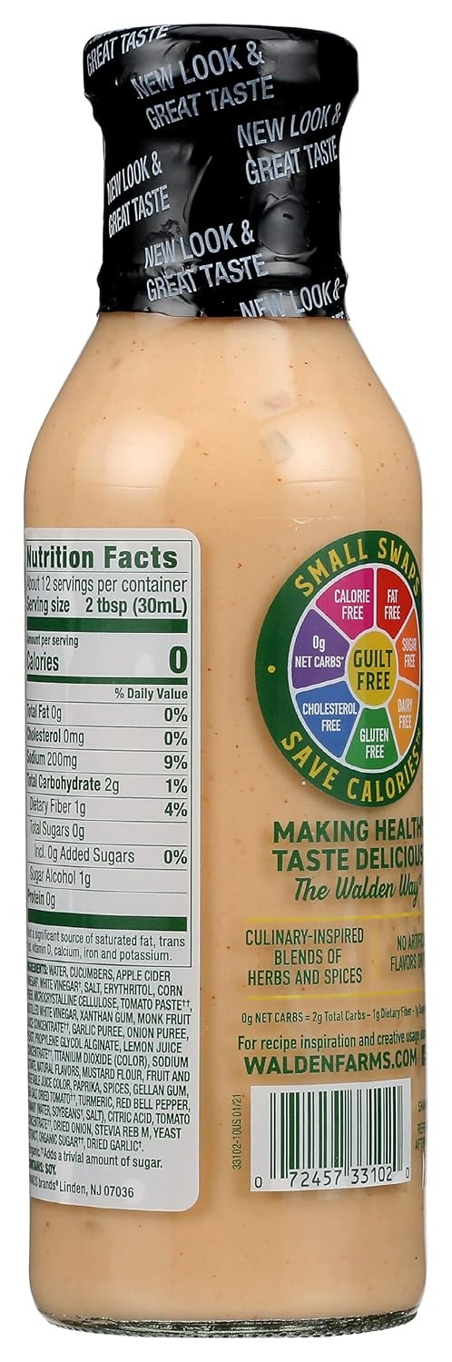 image:imageWalden Farms Ranch Dressing CalorieFree GlutenFree Low Carb KetoFriendly SugarFree DairyFree Creamy Ranch Flavor 1 Pack 12 oz BottleThousand Island