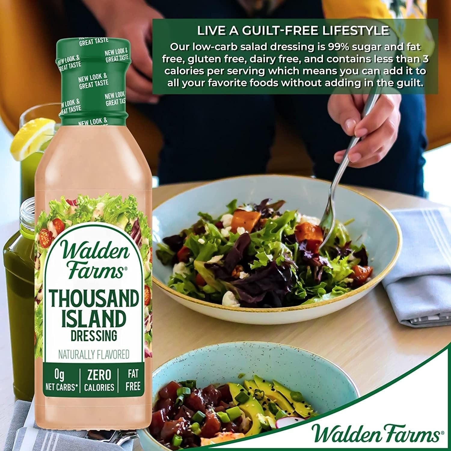 image:imageWalden Farms Ranch Dressing CalorieFree GlutenFree Low Carb KetoFriendly SugarFree DairyFree Creamy Ranch Flavor 1 Pack 12 oz BottleThousand Island