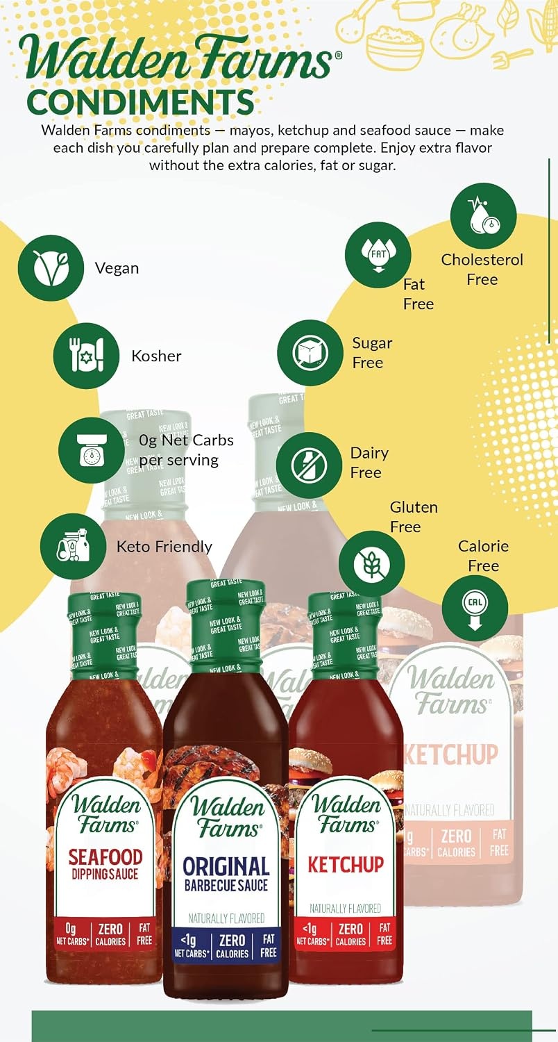 image:imageWalden Farms Sauce 12 Fl Oz Pack of 6 Hickory Smoked BarbecueKetchup Original Barbecue Seafood