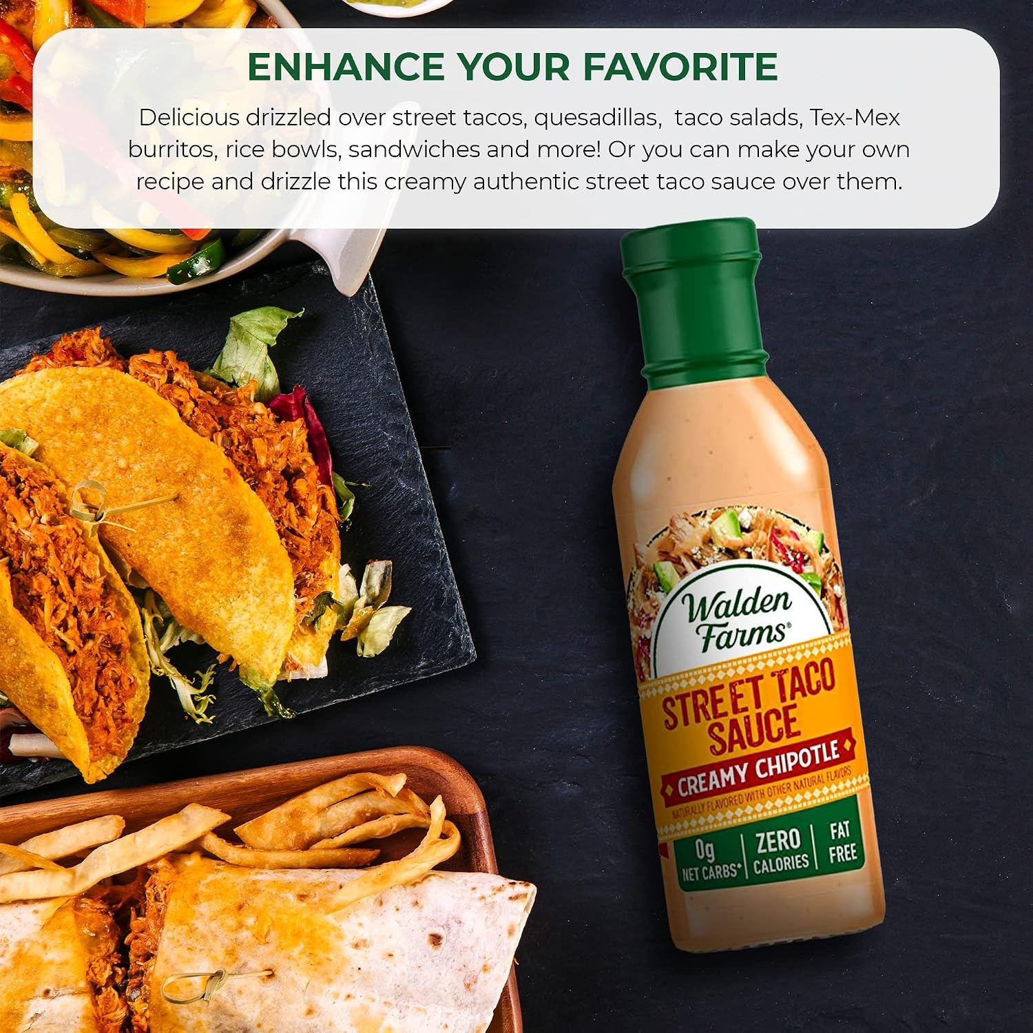 image:imageWalden Farms Street Taco Sauce Lime Crema CalorieFree GlutenFree Low Carb KetoFriendly SugarFree Tangy Lime Crema Flavor 12 oz BottleCreamy Chipotle