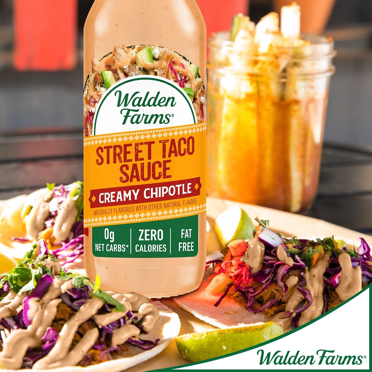 image:imageWalden Farms Street Taco Sauce Lime Crema CalorieFree GlutenFree Low Carb KetoFriendly SugarFree Tangy Lime Crema Flavor 12 oz BottleCreamy Chipotle