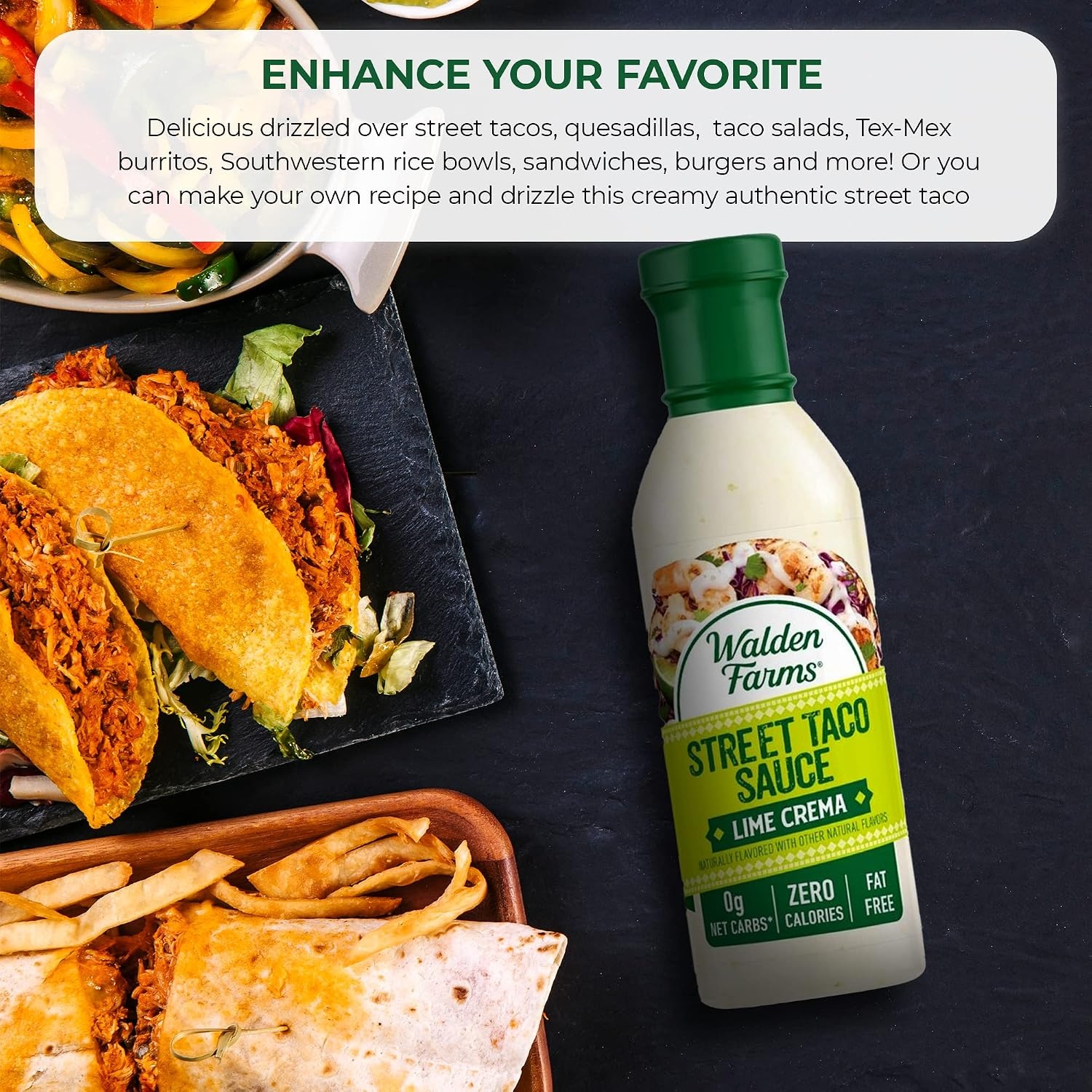 image:imageWalden Farms Street Taco Sauce Lime Crema CalorieFree GlutenFree Low Carb KetoFriendly SugarFree Tangy Lime Crema Flavor 12 oz BottleLime Crema
