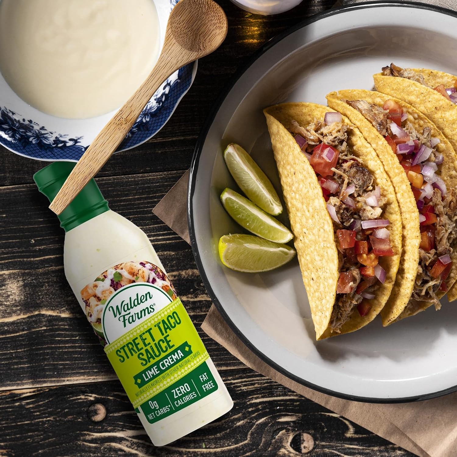 image:imageWalden Farms Street Taco Sauce Lime Crema CalorieFree GlutenFree Low Carb KetoFriendly SugarFree Tangy Lime Crema Flavor 12 oz BottleLime Crema