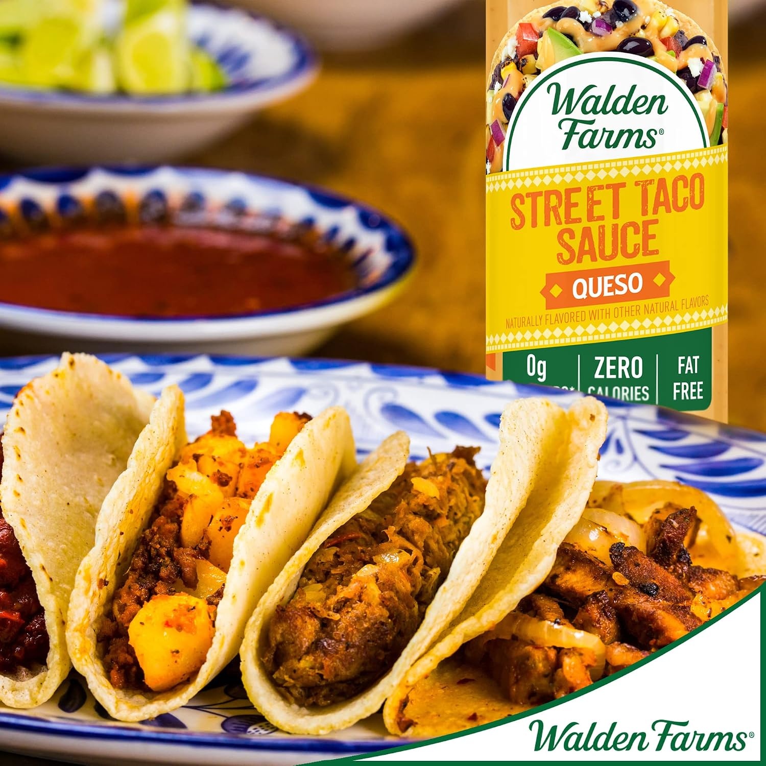 image:imageWalden Farms Street Taco Sauce Lime Crema CalorieFree GlutenFree Low Carb KetoFriendly SugarFree Tangy Lime Crema Flavor 12 oz BottleQueso