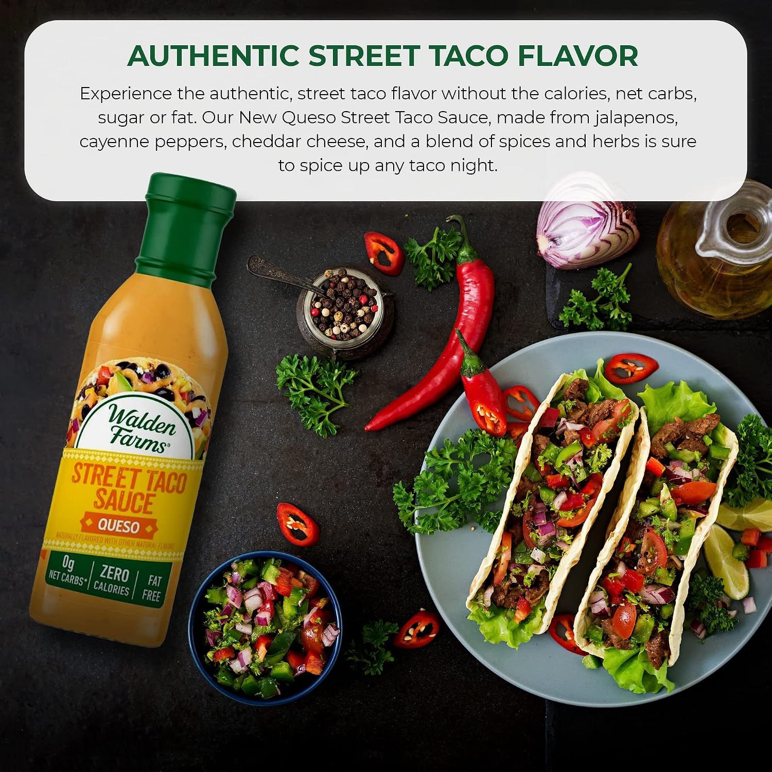 image:imageWalden Farms Street Taco Sauce Lime Crema CalorieFree GlutenFree Low Carb KetoFriendly SugarFree Tangy Lime Crema Flavor 12 oz BottleQueso