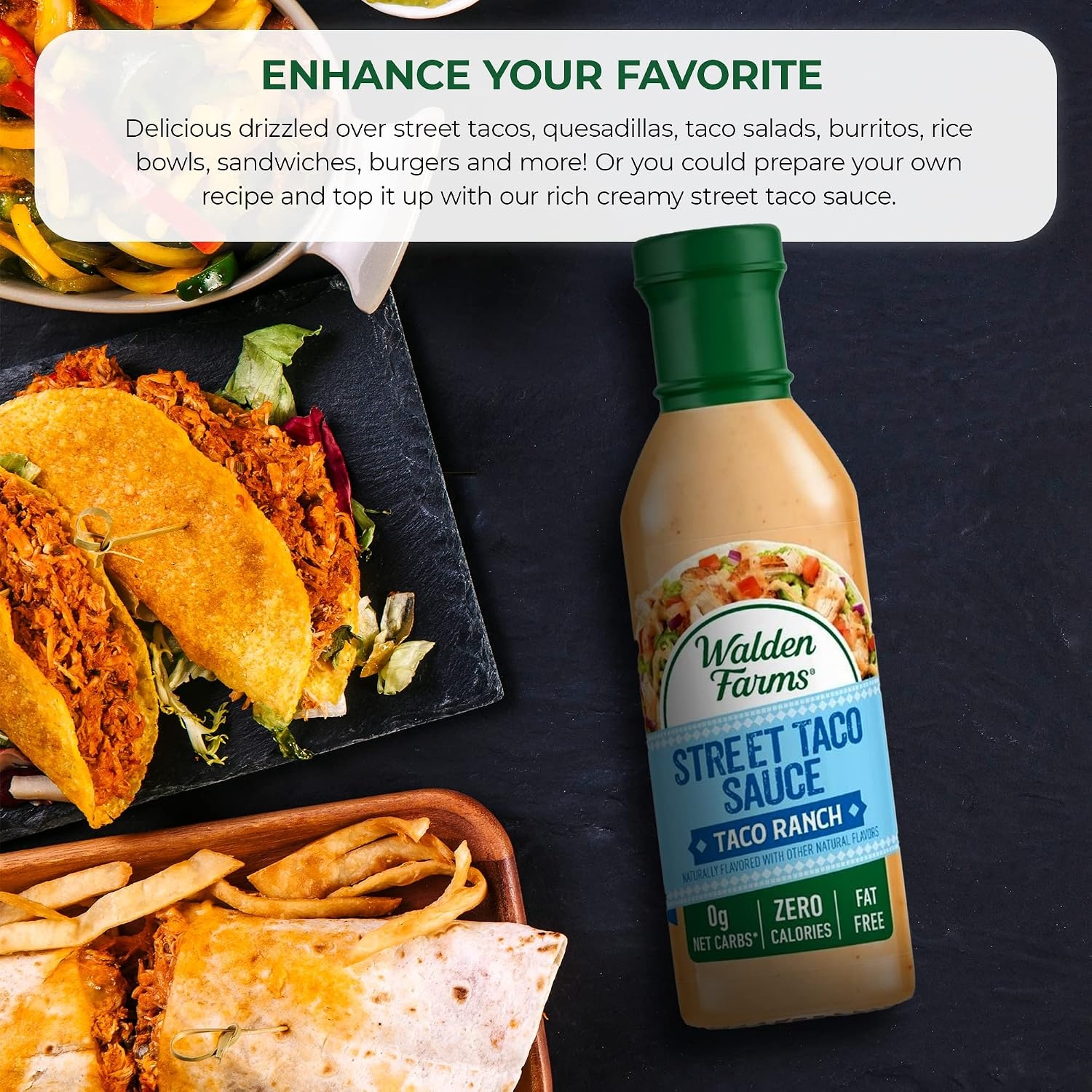 image:imageWalden Farms Street Taco Sauce Lime Crema CalorieFree GlutenFree Low Carb KetoFriendly SugarFree Tangy Lime Crema Flavor 12 oz BottleTaco Ranch