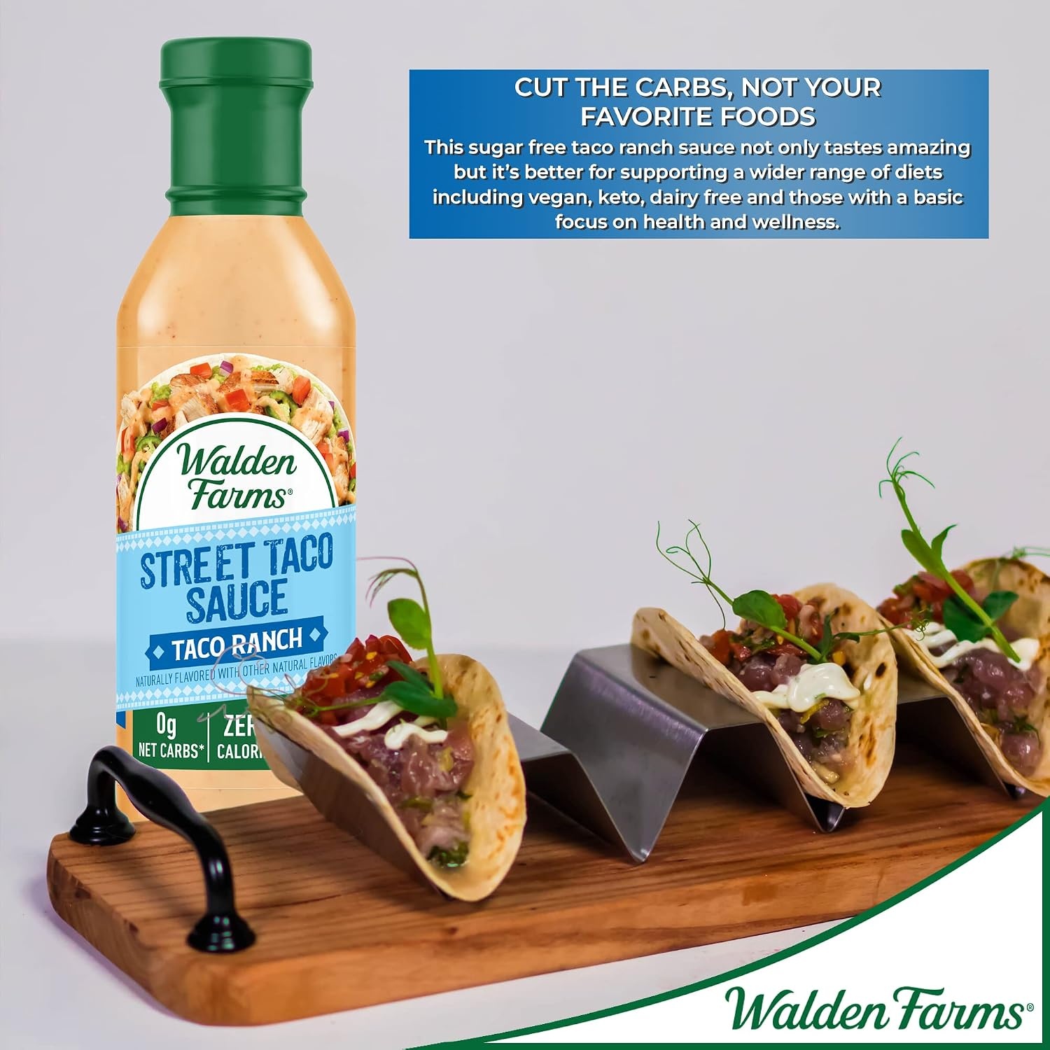image:imageWalden Farms Street Taco Sauce Lime Crema CalorieFree GlutenFree Low Carb KetoFriendly SugarFree Tangy Lime Crema Flavor 12 oz BottleTaco Ranch