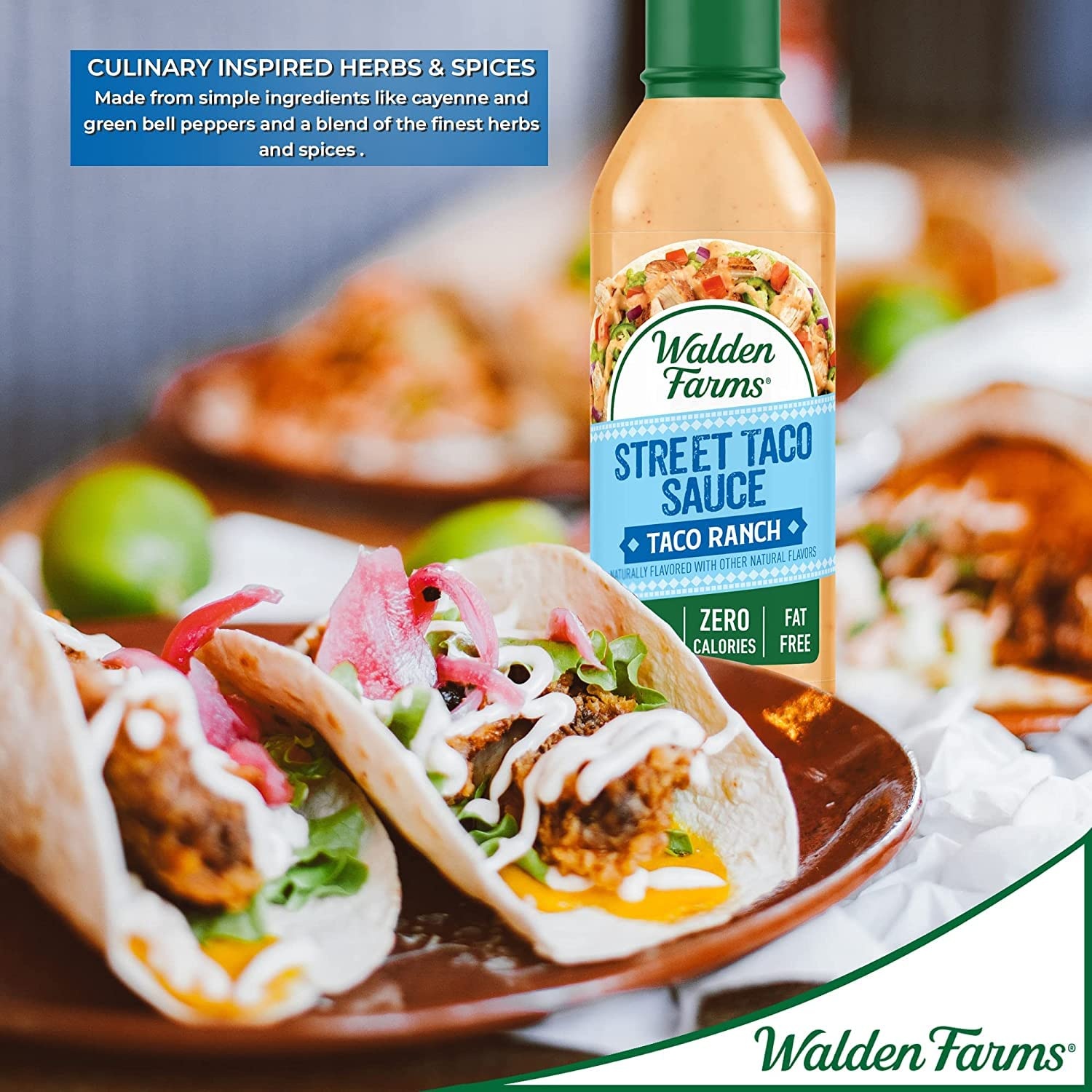 image:imageWalden Farms Street Taco Sauce Lime Crema CalorieFree GlutenFree Low Carb KetoFriendly SugarFree Tangy Lime Crema Flavor 12 oz BottleTaco Ranch