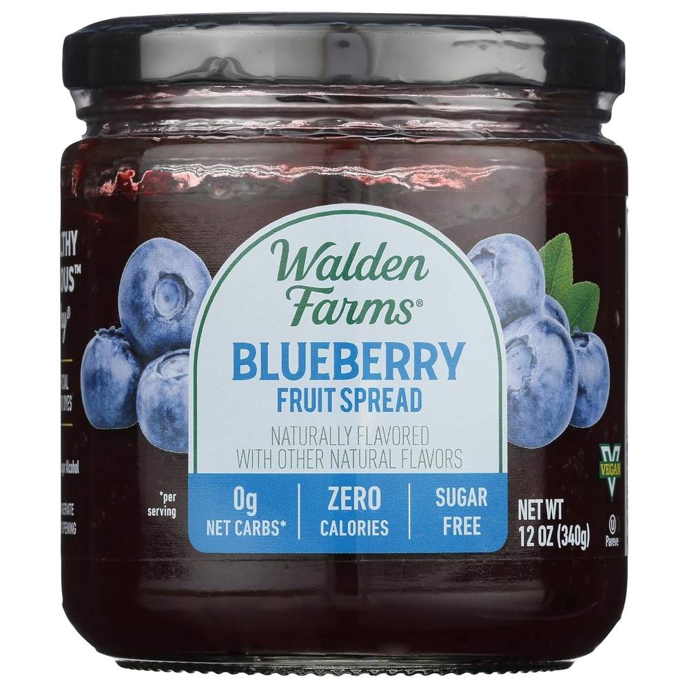image:imageWalden Farms Chocolate Peanut Spread Zero Calorie Low Carb KetoFriendly Vegan SugarFree Chocolate Peanut Flavor 12 oz BottleBlueberry Fruit