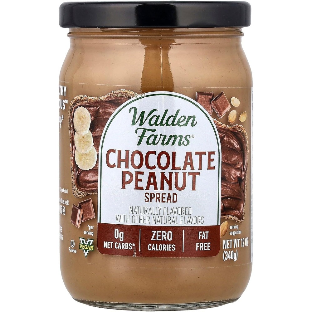 image:imageWalden Farms Chocolate Peanut Spread Zero Calorie Low Carb KetoFriendly Vegan SugarFree Chocolate Peanut Flavor 12 oz BottleChocolate Peanut