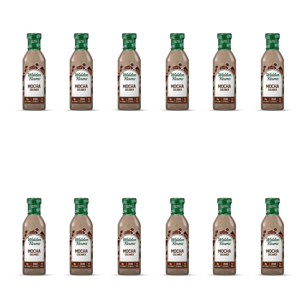 image:imageWalden Farms Mocha Coffee Creamer 12 oz Bottle Pack of 12 Rich amp Smooth Fresh and Flavorful Vegan Paleo and Keto Friendly NonDairy Milk Substitute 0g Net Carbs For Coffee Tea Smoothies Shakes Cocktails and More