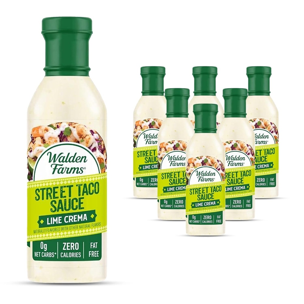 image:imageWalden Farms Street Taco Sauce Lime Crema Dressing for Salad Chips Quesadillas Chicken TexMex Burritos and other Snacks 12 oz Bottle Gluten and Fat Free Vegan and Kosher Creamy Flavor 6 Pack